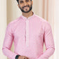 Kurta Pyjama Cotton Pink Fancy Work Mens