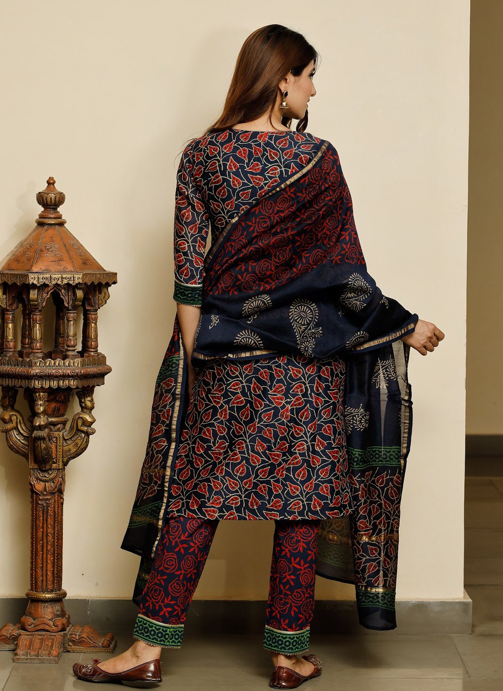 Pant Style Suit Cotton Blue Lace Salwar Kameez