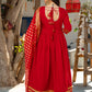 Palazzo Salwar Suit Cotton Red Lace Salwar Kameez