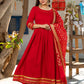 Palazzo Salwar Suit Cotton Red Lace Salwar Kameez