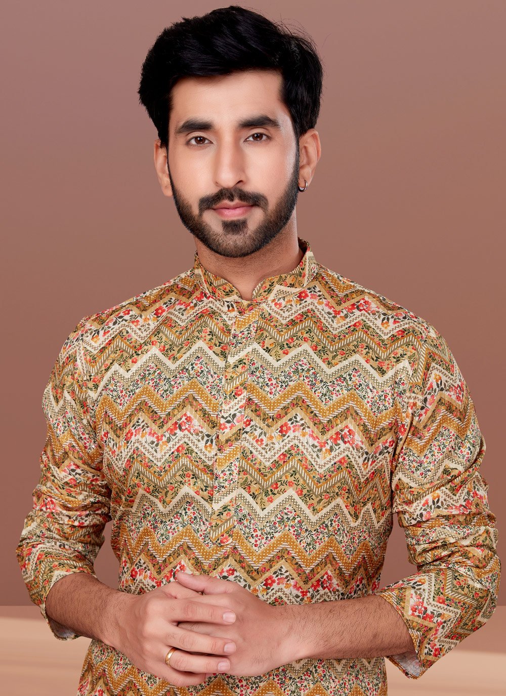 Kurta Pyjama Cotton Multi Colour Digital Print Mens