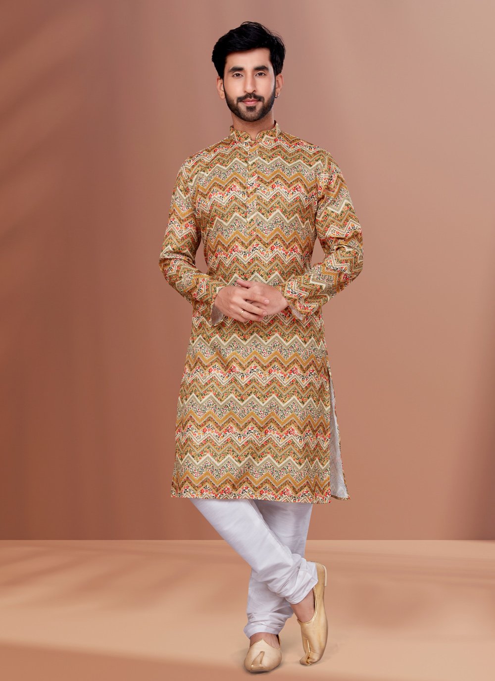 Kurta Pyjama Cotton Multi Colour Digital Print Mens