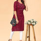 Casual Kurti Cotton Maroon Embroidered Kurtis