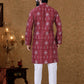 Kurta Pyjama Cotton Maroon Digital Print Mens