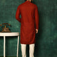 Kurta Pyjama Cotton Maroon Chikankari Work Mens