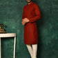 Kurta Pyjama Cotton Maroon Chikankari Work Mens