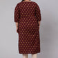 Casual Kurti Cotton Maroon Print Kurtis