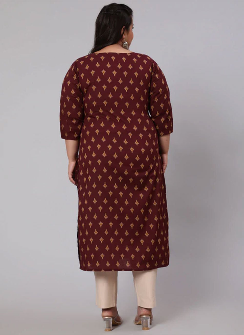 Casual Kurti Cotton Maroon Print Kurtis