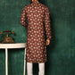 Kurta Pyjama Cotton Maroon Print Mens