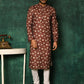 Kurta Pyjama Cotton Maroon Print Mens