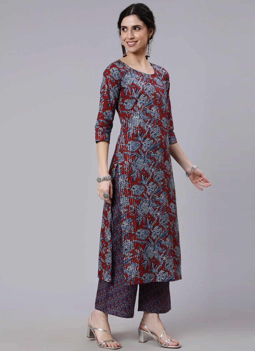 Salwar Suit Cotton Maroon Print Salwar Kameez