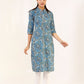 Pant Style Suit Cotton Blue Print Salwar Kameez