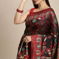 Traditional Saree Cotton Black Red Woven Saree