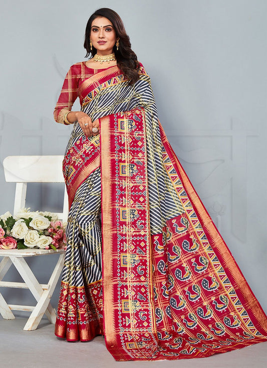 Trendy Saree Cotton Multi Colour Woven Saree