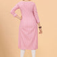 Party Wear Kurti Cotton Pink Mirror Kurtis