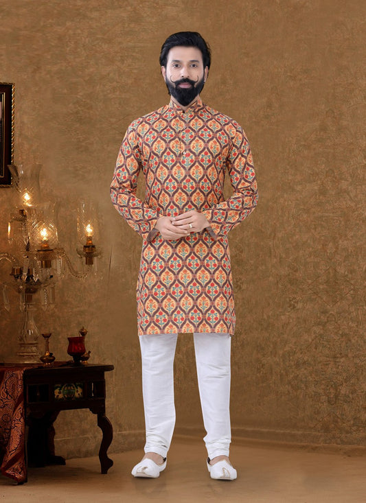 Kurta Pyjama Cotton Multi Colour Digital Print Mens