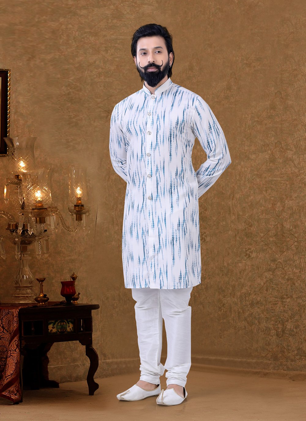 Kurta Pyjama Cotton Multi Colour Digital Print Mens