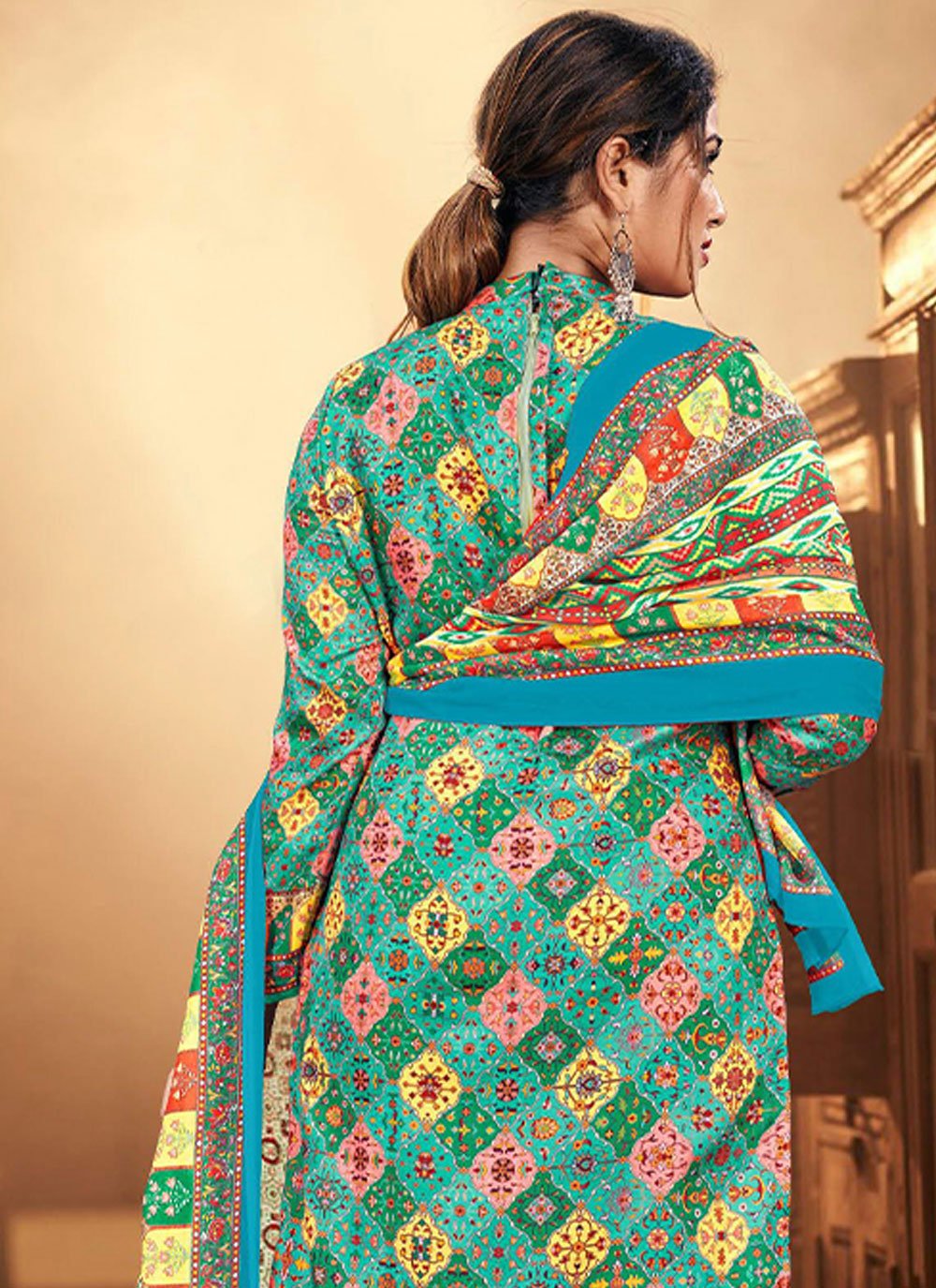 Palazzo Salwar Suit Cotton Multi Colour Digital Print Salwar Kameez
