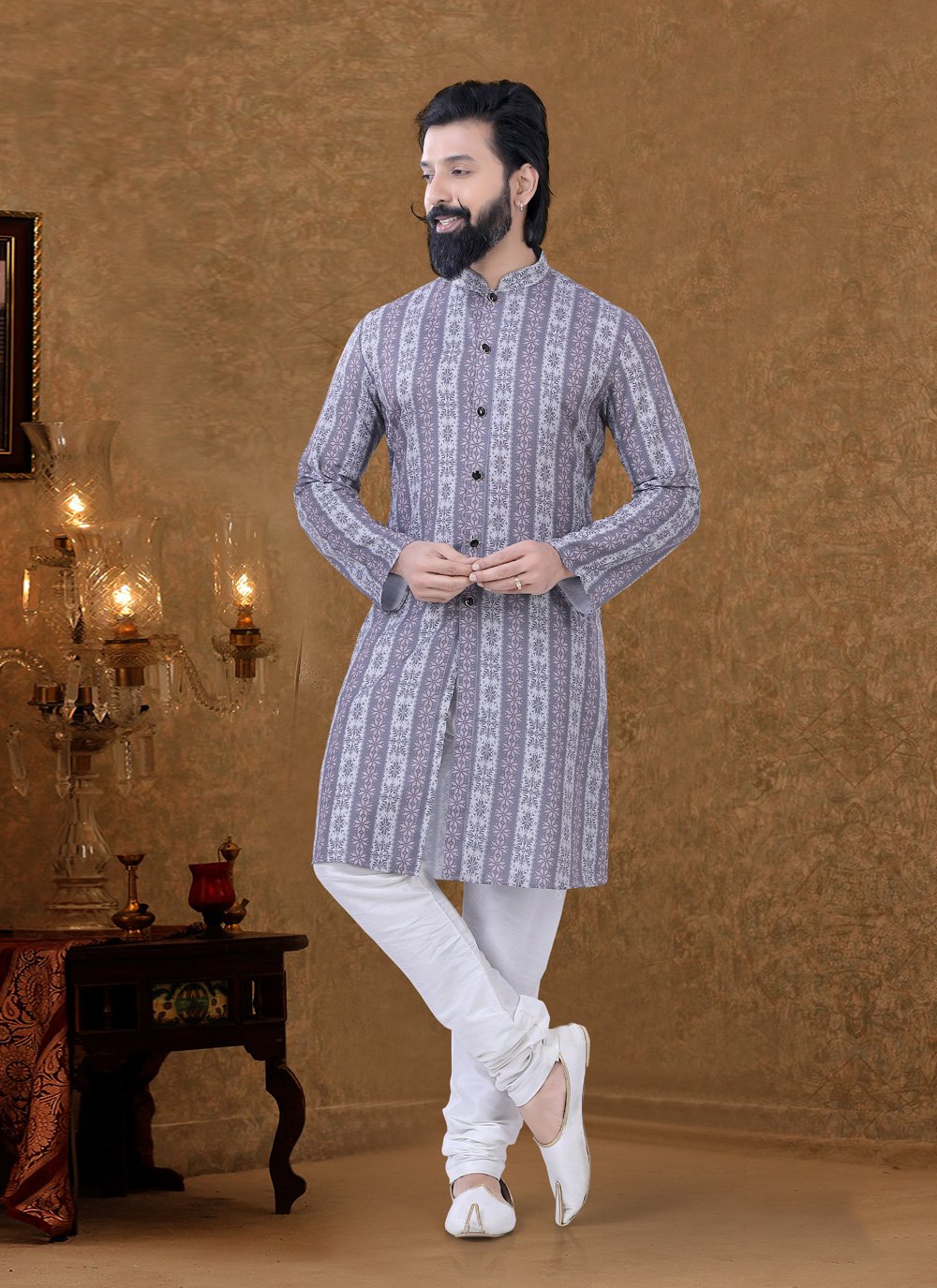 Kurta Pyjama Cotton Multi Colour Digital Print Mens