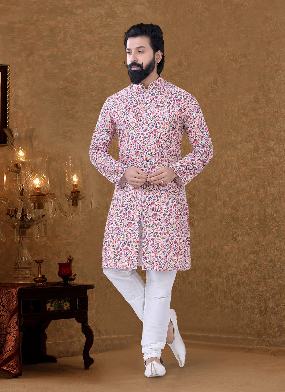 Kurta Pyjama Cotton Multi Colour Digital Print Mens