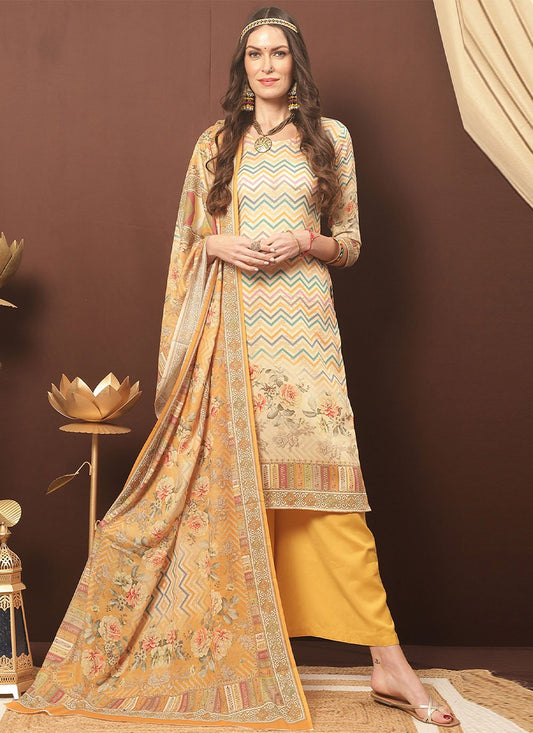 Palazzo Salwar Suit Cotton Multi Colour Digital Print Salwar Kameez