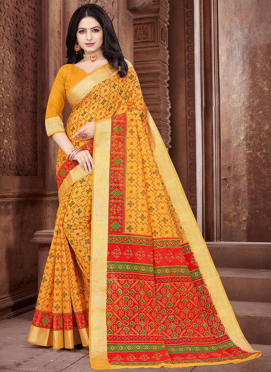 Contemporary Cotton Multi Colour Print Saree