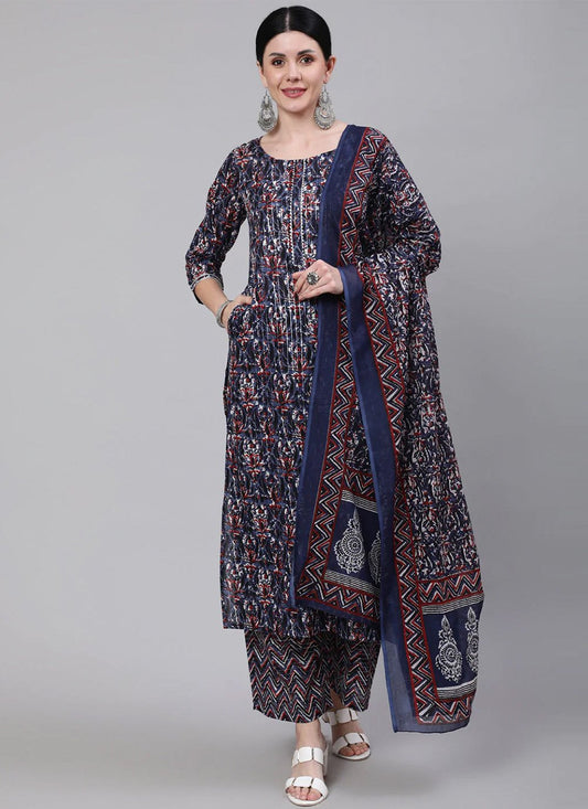 Salwar Suit Cotton Multi Colour Print Salwar Kameez