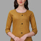 Party Wear Kurti Cotton Mustard Weaving Kurtis