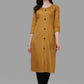 Party Wear Kurti Cotton Mustard Weaving Kurtis