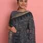 Designer Cotton Blue Embroidered Saree