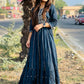Gown Cotton Blue Embroidered Gown