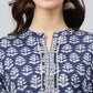 Casual Kurti Cotton Blue Floral Patch Kurtis
