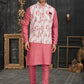 Kurta Payjama With Jacket Cotton Off White Pink Chicken Mens
