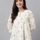 Party Wear Kurti Cotton Off White Floral Patch Kurtis