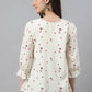 Party Wear Kurti Cotton Off White Floral Patch Kurtis