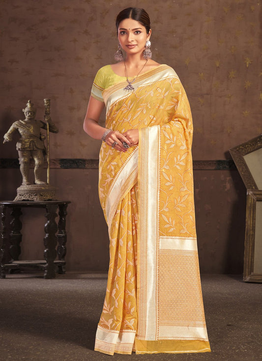 Classic Cotton Orange Embroidered Saree