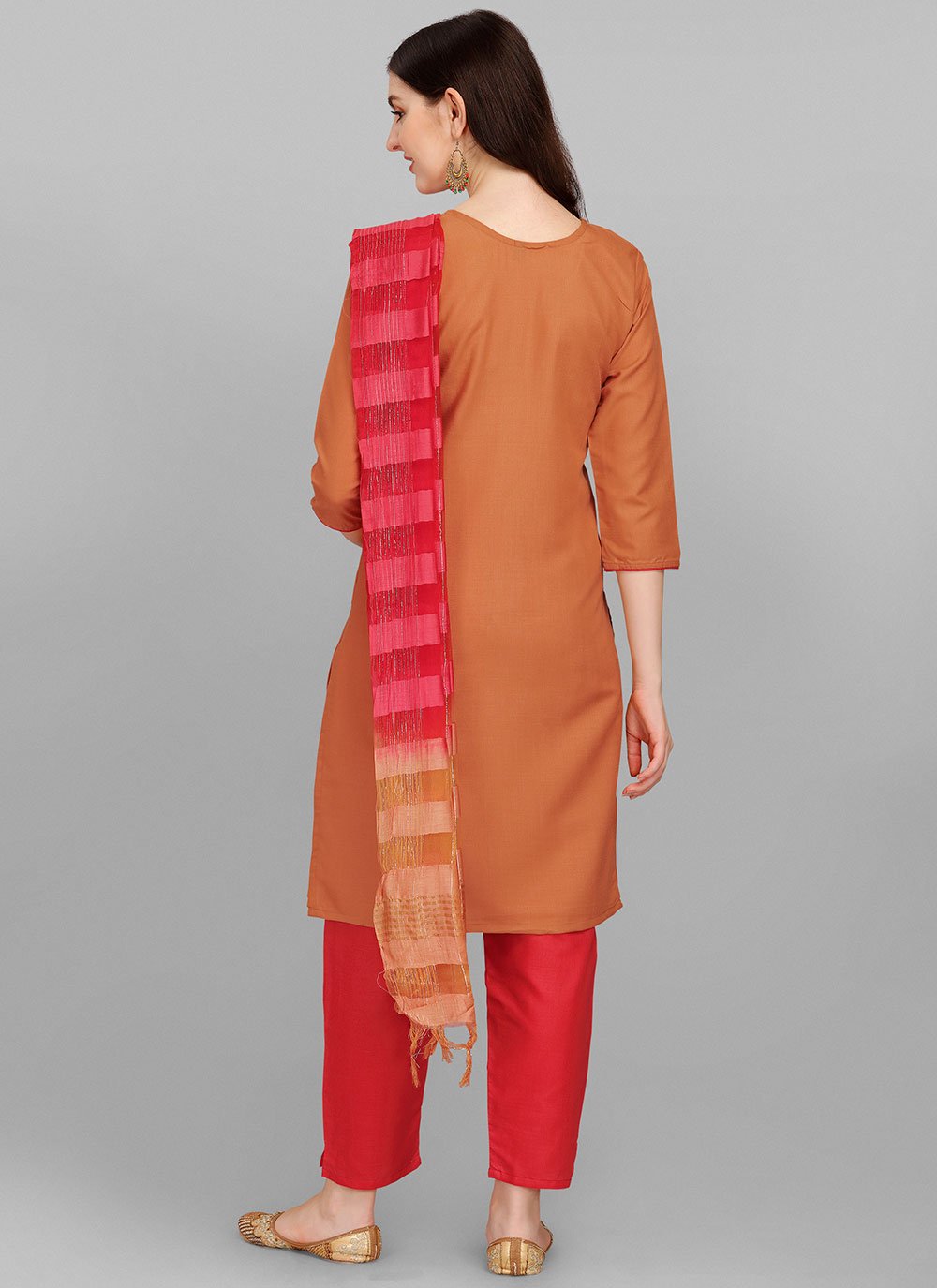 Pant Style Suit Cotton Orange Embroidered Salwar Kameez