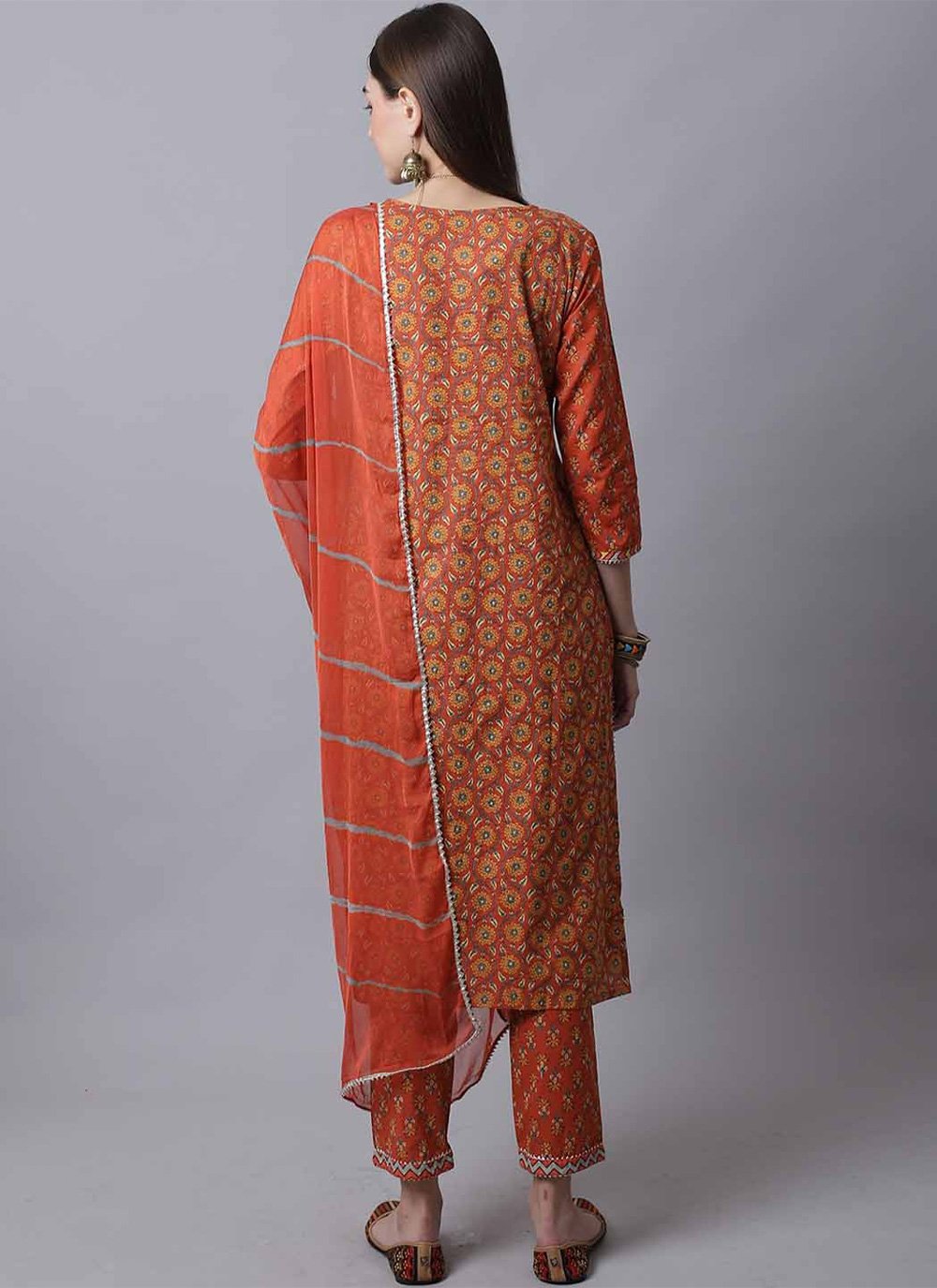 Pant Style Suit Cotton Orange Embroidered Salwar Kameez