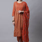 Pant Style Suit Cotton Orange Embroidered Salwar Kameez