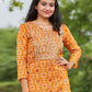 Casual Kurti Cotton Orange Embroidered Kurtis