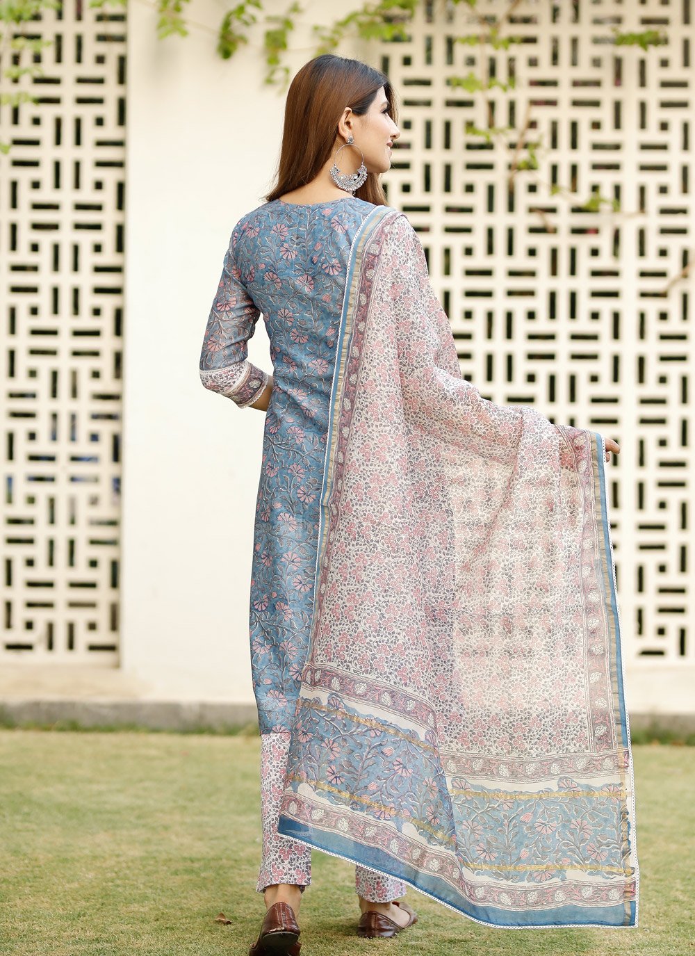 Pant Style Suit Cotton Aqua Blue Digital Print Salwar Kameez