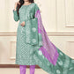 Pant Style Suit Cotton Green Print Salwar Kameez