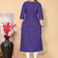 Designer Kurti Cotton Purple Embroidered Kurtis