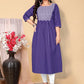 Designer Kurti Cotton Purple Embroidered Kurtis