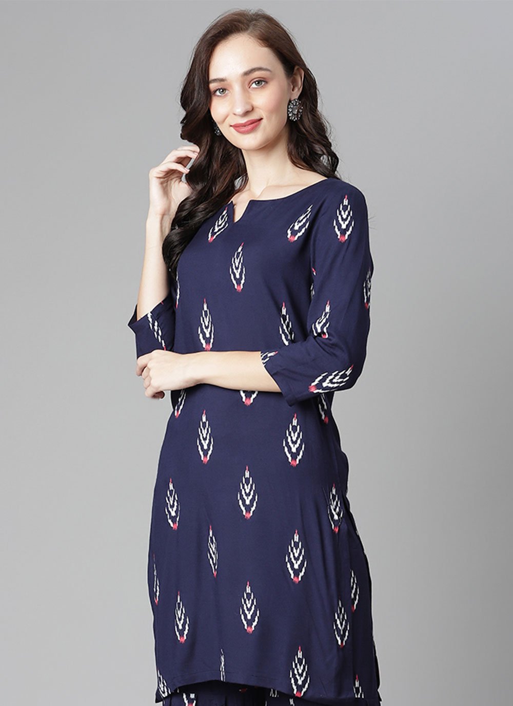 Designer Kurti Cotton Blue Print Kurtis