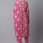 Pant Style Suit Cotton Pink Embroidered Salwar Kameez