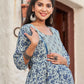 Party Wear Kurti Cotton Blue Print Kurtis