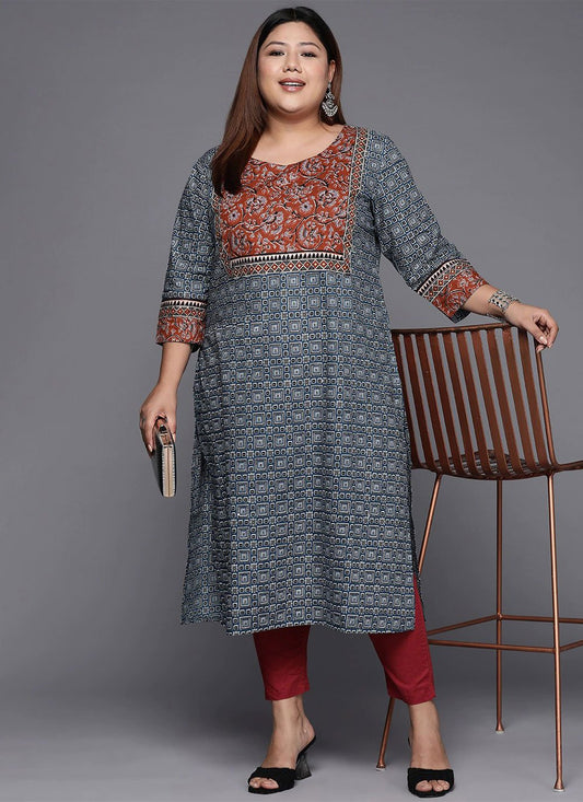 Party Wear Kurti Cotton Multi Colour Print Kurtis