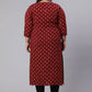 Party Wear Kurti Cotton Maroon Print Kurtis