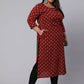 Party Wear Kurti Cotton Maroon Print Kurtis